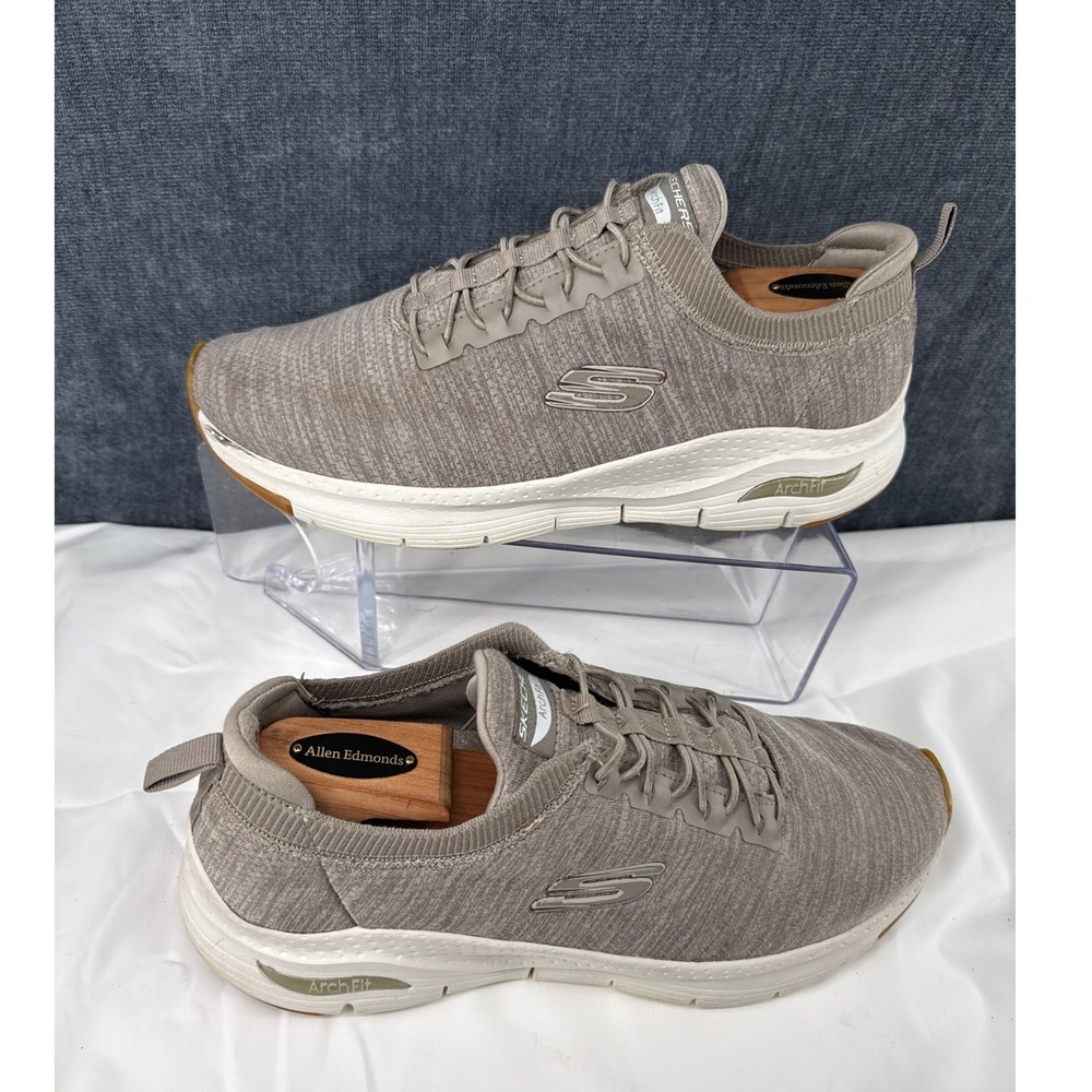 Skechers Arch Fit Banlin Sneakers Mens 11 Taupe Textile Slip On Walking 232301